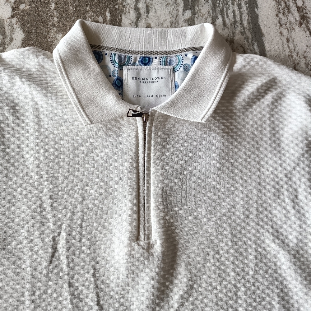 Denim & Flower Men's Jacquard Knit 1/2 Zip Pullover Shirt NEW Size Medium